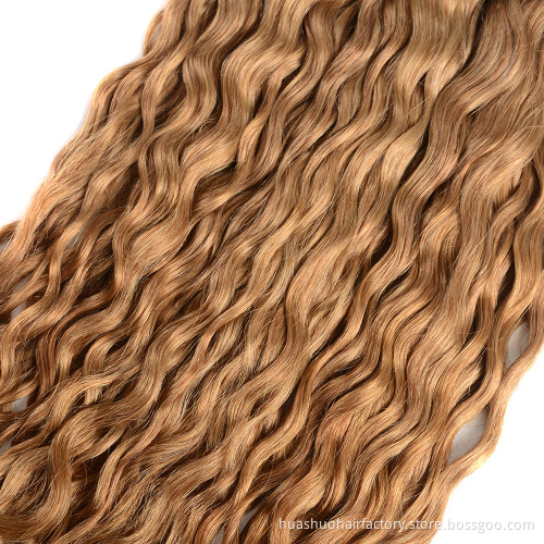 Huashuo high discounts Fashion Drop Shipping Regular Natural Wave Color 1B 27 Machine Double Weft One Donor Hair